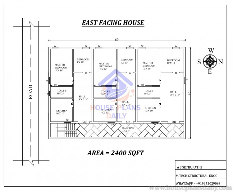 60×40 EAST FACING HOME PLANS AS PER VASTU SHASTRA