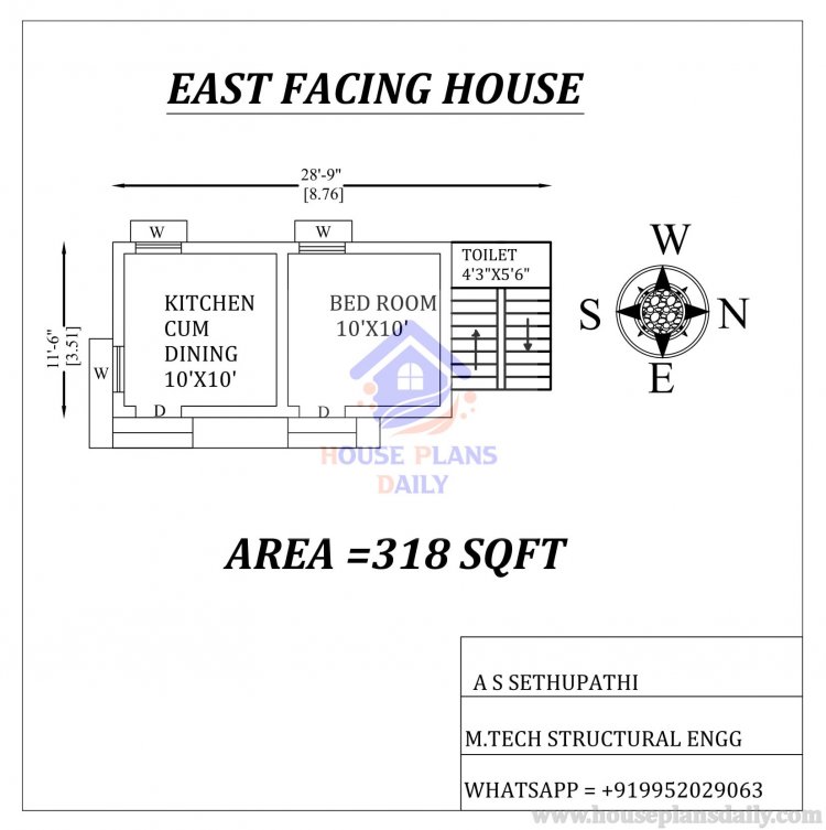 East Facing House plan as per Vastu