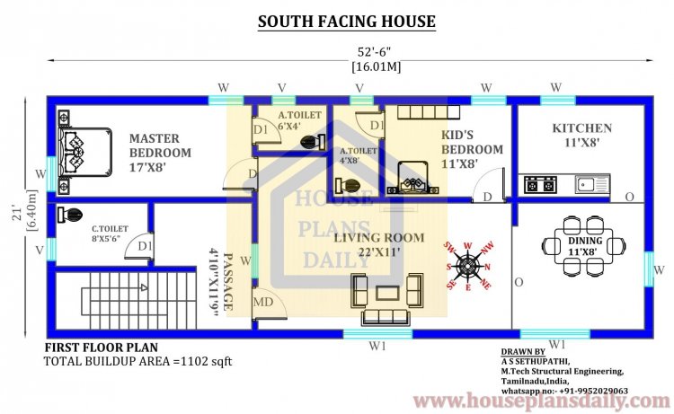 1100 square feet house plan