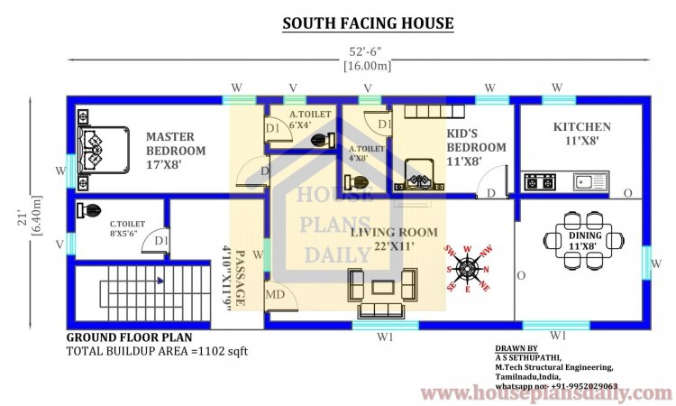 2bhk floor plan