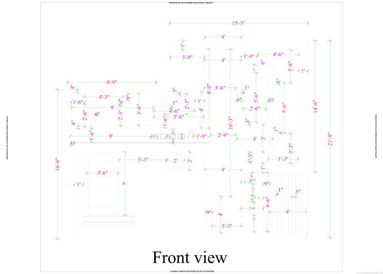 elevation plan with dimensions