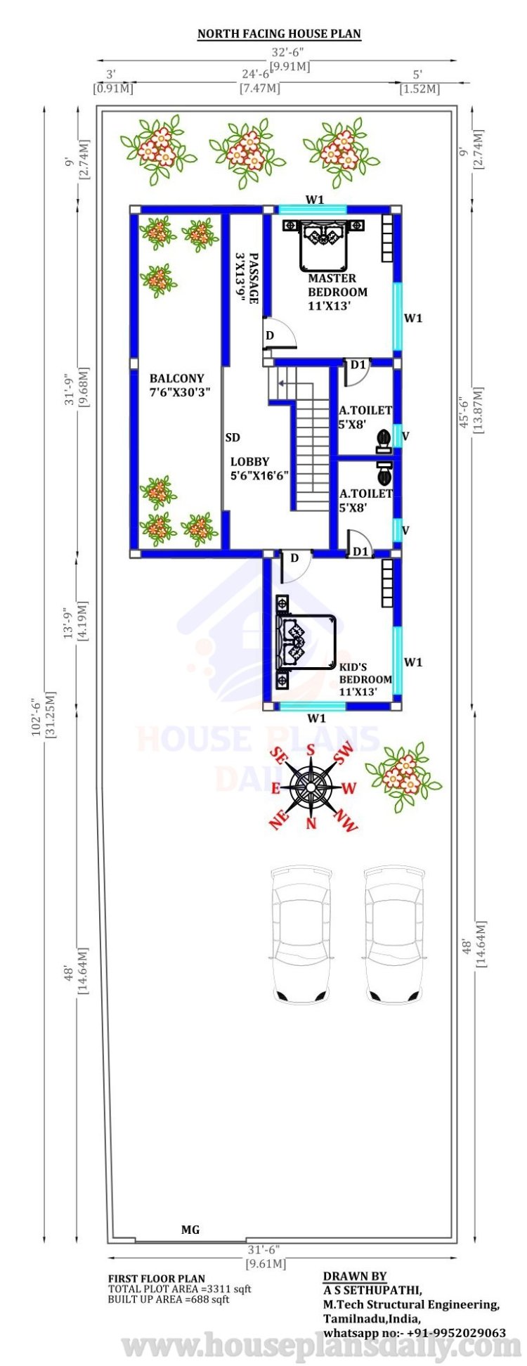 1000 Sq ft House Plan