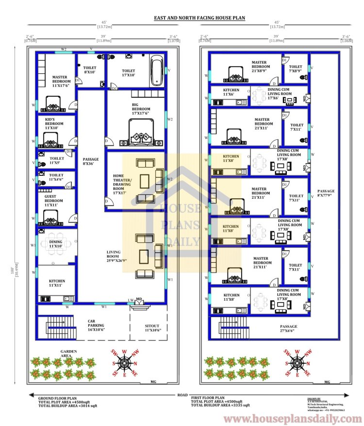 4500 Sqft Plans of House Designs