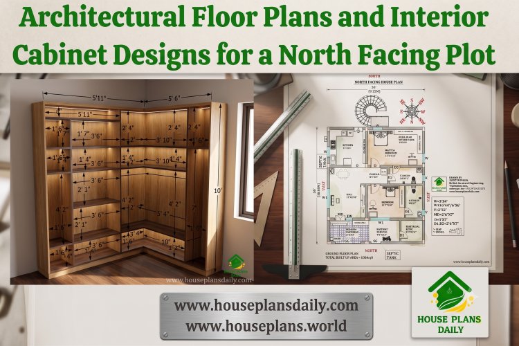 Architectural Floor Plans and Interior Cabinet Designs for a North Facing Plot