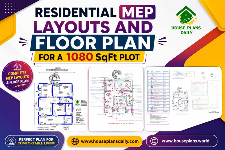 Residential MEP Layouts and Floor Plan for a 1080 SqFt Plot